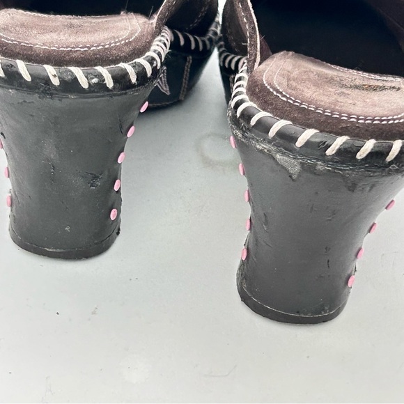 SONORA Western Style Suede Leather Mules Shoes Womens Size 6.5 Boho Cowgirl - Picture 9 of 11